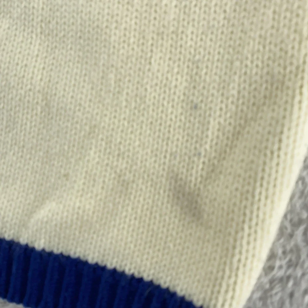 Vintage 70s Kimlon 3D Embroidered Chunky‎ Knit Sweater XS Shoulder Zipper Korea